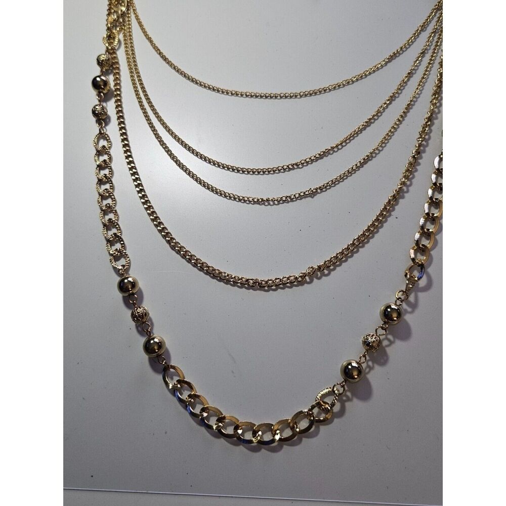 Gold tone layered necklace 31-33"